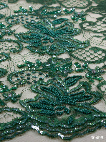 #30496 Captivating Cosmos: Hand-Beaded Lace Fabric Unveiling the Captivating Beauty of Celestial Beads and Sequins