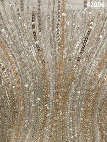 #42006 Glimmering Galaxy: Hand-Beaded Fabric Drenched in Lustrous Beads and Sequins