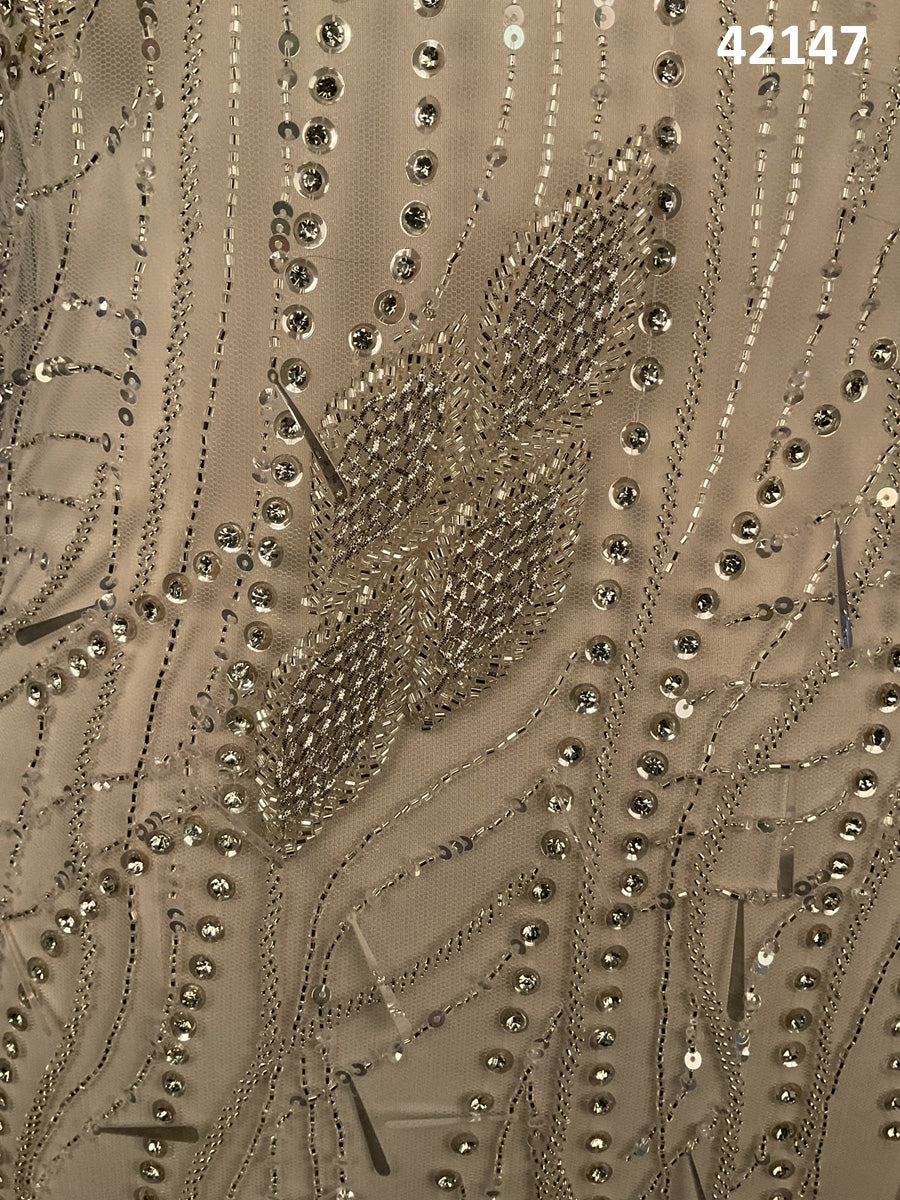 #42147 Glimmering Galaxy: Hand-Beaded Fabric Drenched in Lustrous Beads and Sequins