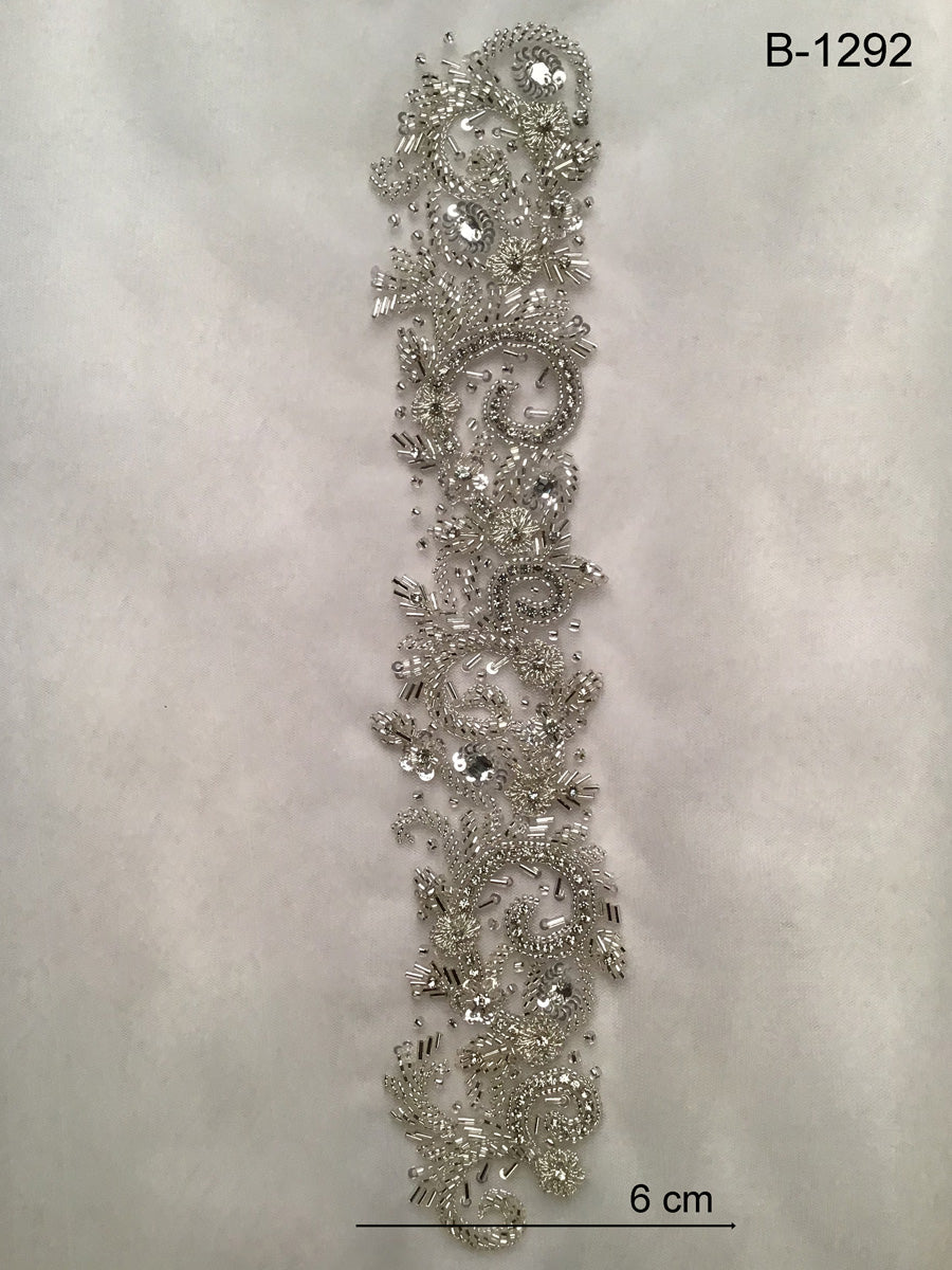#B1292 Sparkling Elegance: Hand-Beaded Trim with Beads and Sequins