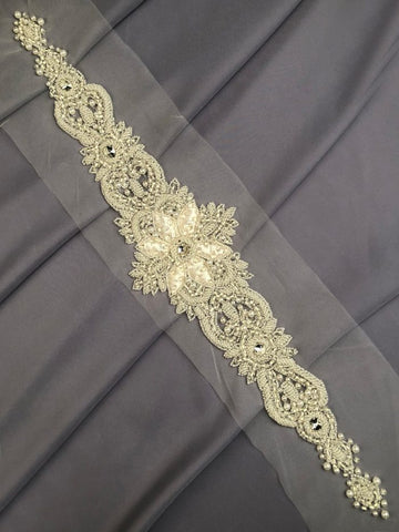 #B1298 Stunning Sparkle: Hand-Beaded Belt with Beads and Sequins