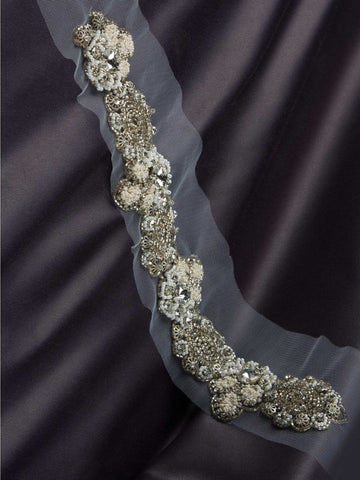 #B0530 Shimmering Delight: Hand-Beaded Trim with Intricate Beads and Sequins