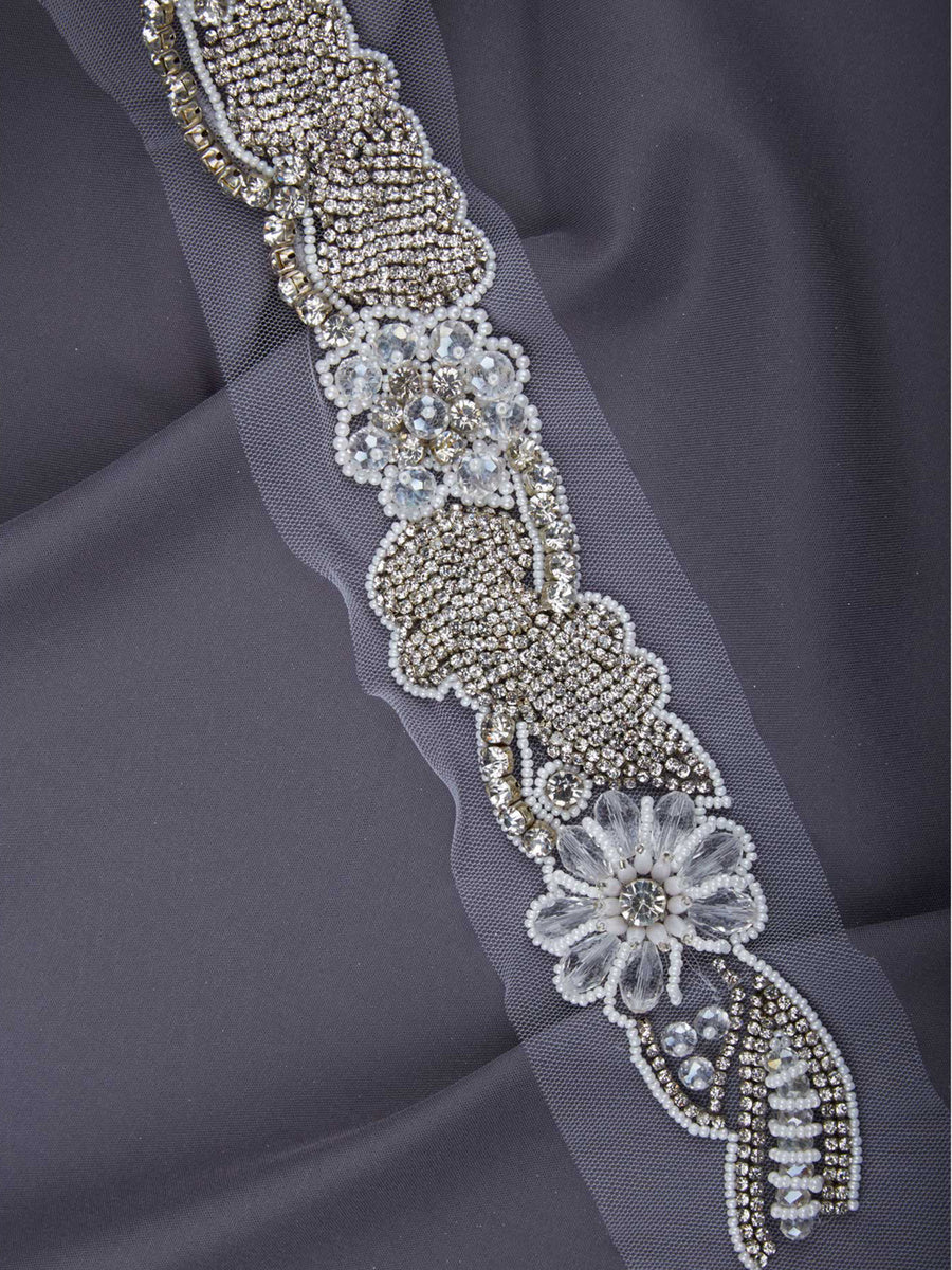 #B0541 Elegant Enchantment: Hand-Beaded Trim with Beads and Captivating Sequins