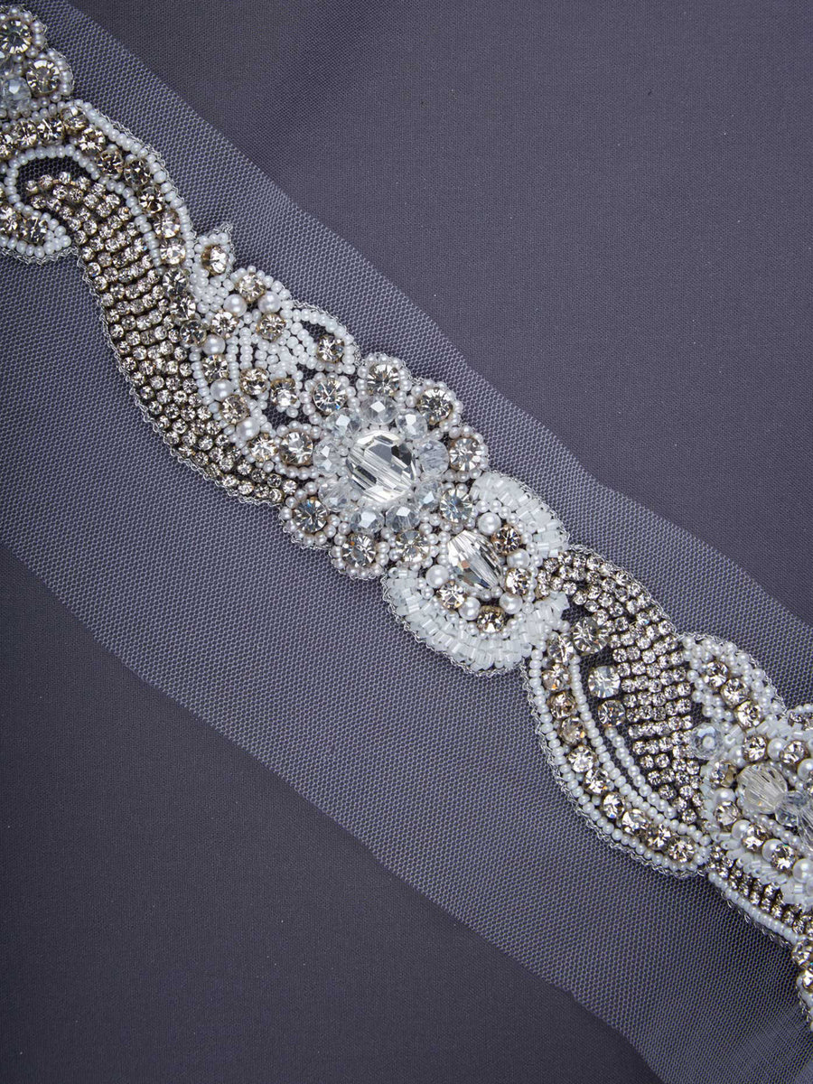 #B0543 Timeless Splendor: Handcrafted Beaded Trim with Intricate Beads and Sequins
