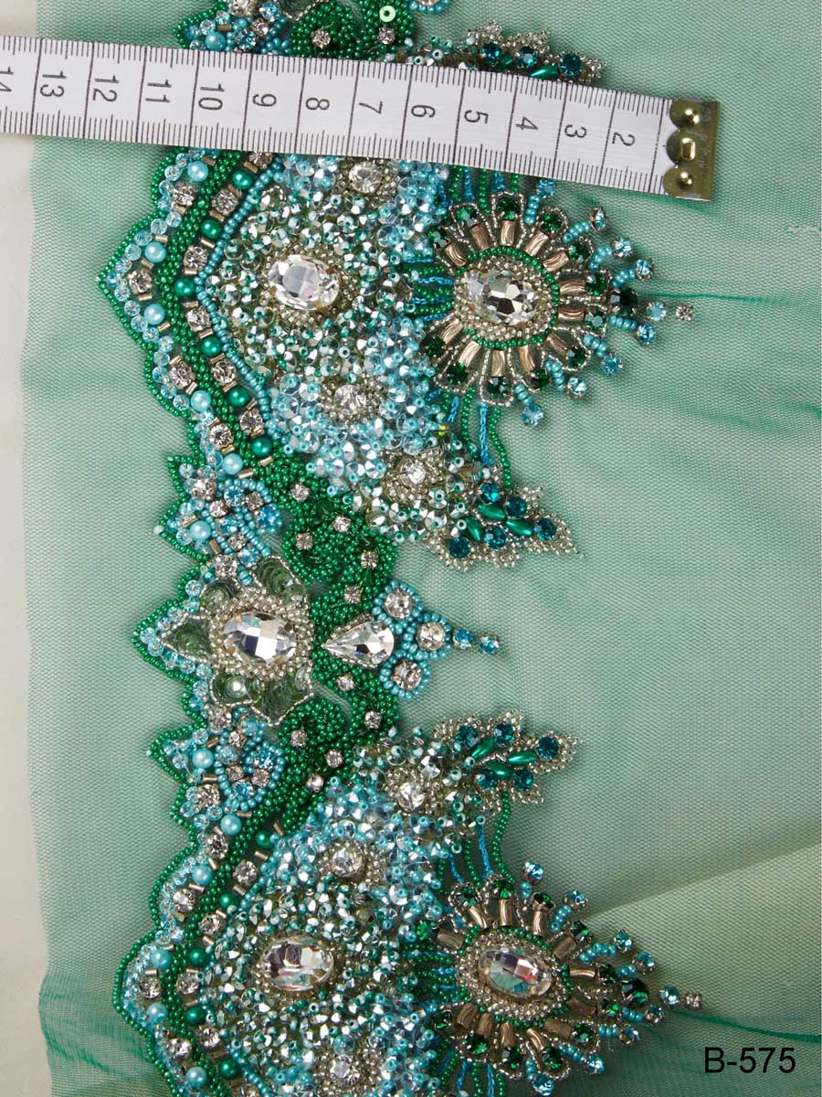 #B0575 Exquisite Artistry: Handcrafted Beaded Trim with Intricate Sequins