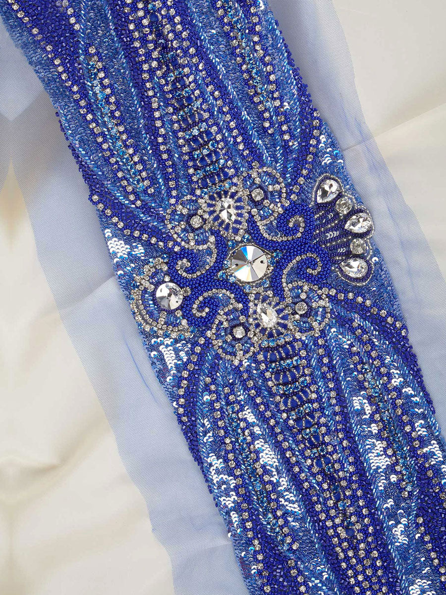 #B0593 Chic Sophistication: Handcrafted Beaded Belt featuring Beads and Graceful Sequins