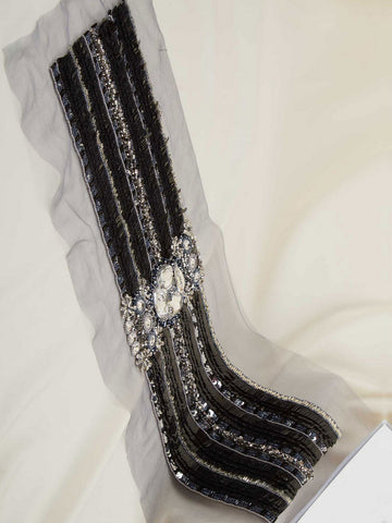 #B0594 Glimmering Whirlwind: Hand-Beaded Belt with Beads and Swirling Sequins