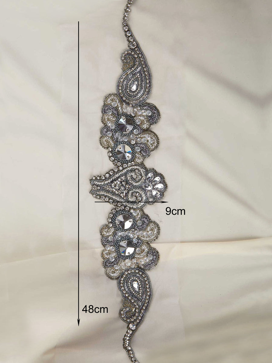 #B0638 Sophisticated Shine: Hand-Beaded Belt featuring Beads and Shiny Sequins