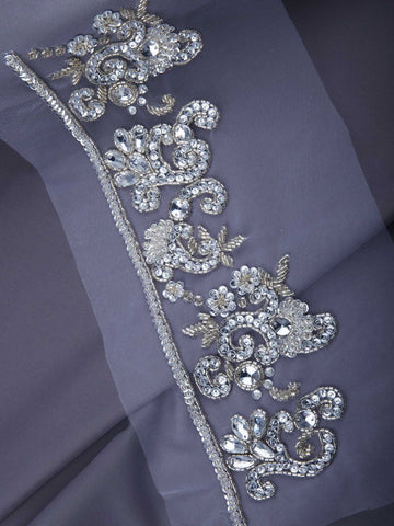 #B0710 Vintage Glamour: Hand-Beaded Trim with Beads and Dazzling Sequins