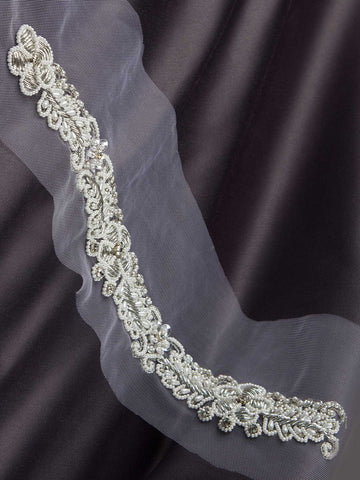 #B0713 Opulent Charm: Hand-Beaded Trim with Beads and Glittering Sequins