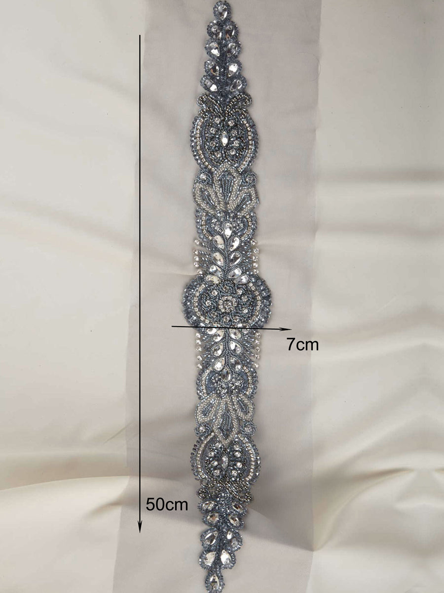 #B0744 Shimmering Elegance: Hand-Beaded Belt with Intricate Beads and Sequins