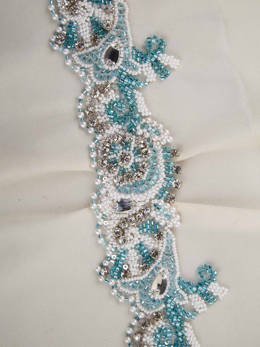 #B0751 Enchanting Embellishments: Hand-Beaded Trim with Beads and Shimmering Sequins
