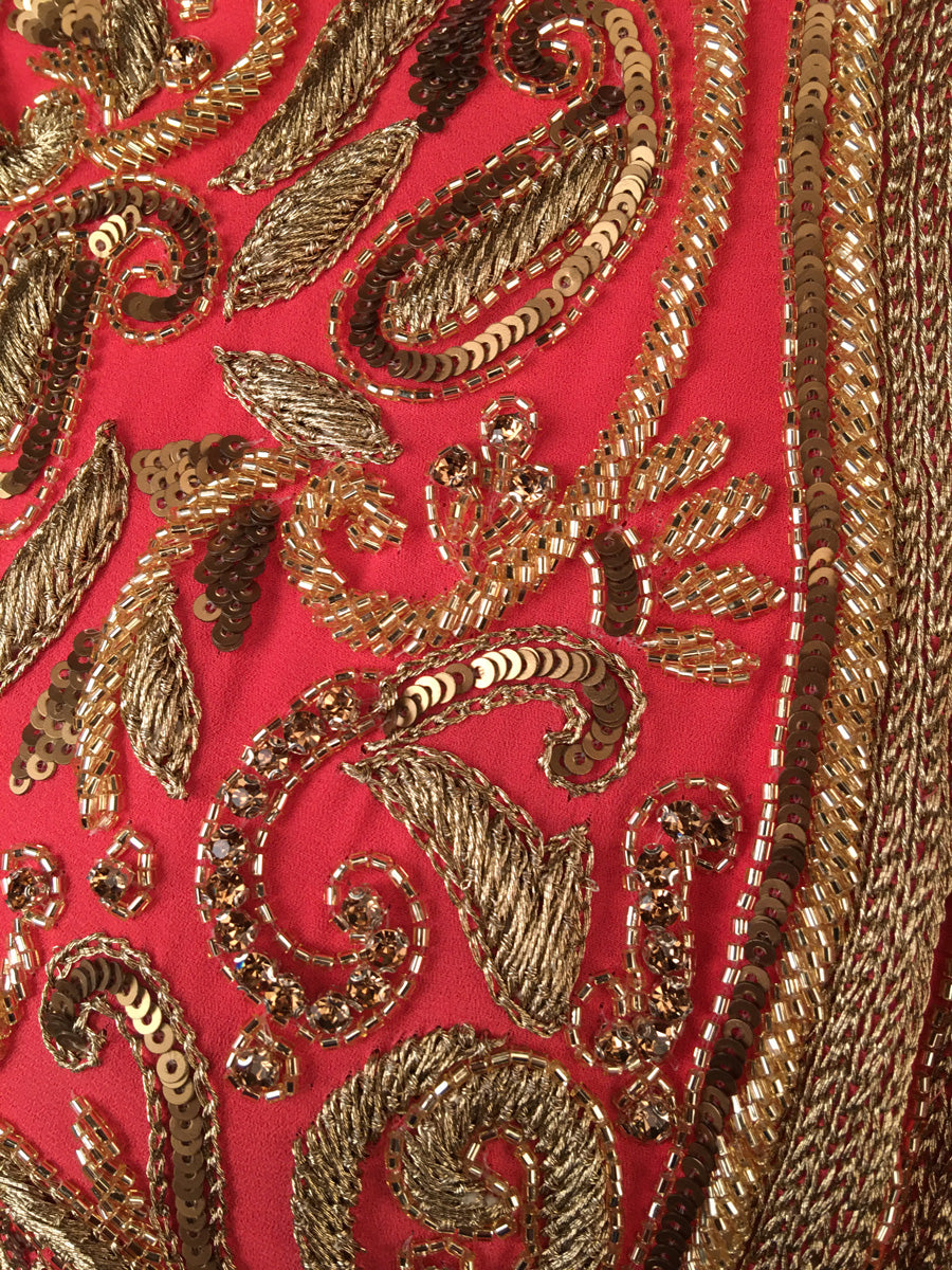 #KA0155 Royal Heritage: Hand-Beaded Kaftan Panel with Indian Embroidery, Beads, and Sequins, Showcasing the Richness of Indian Culture