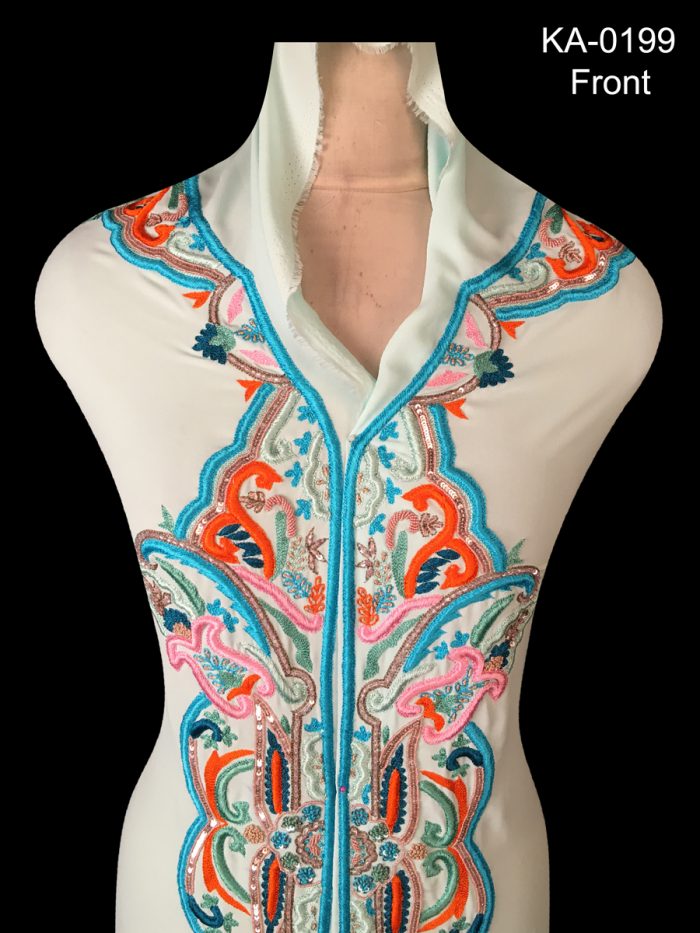 #KA0199 Vintage Glamour: Hand-Embroidered Kaftan Panel Adorned with Glamorous Beads, Elegant Sequins, and Timeless Threadwork