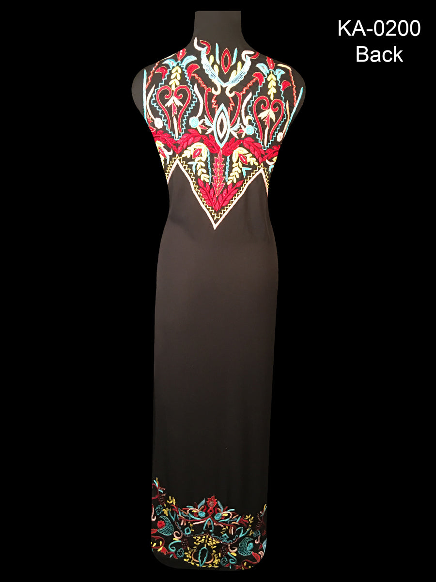 #KA0200 Whispering Meadows: Hand-Beaded Kaftan Panel Featuring Delicate Beads, Shimmering Sequins, and Serene Embroidery