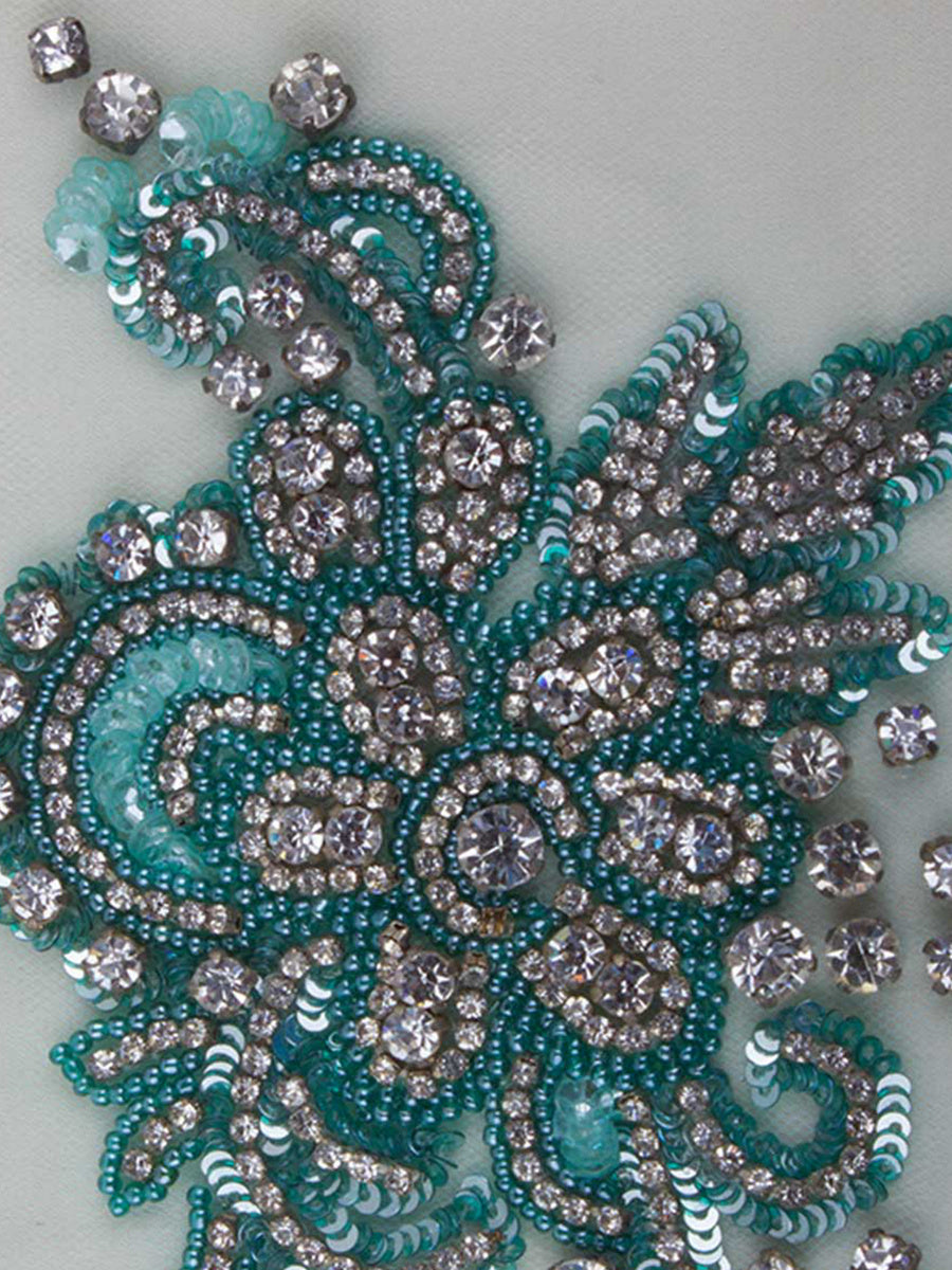 #M0385 Gorgeous Glamour: Hand-Embroidered Motif Applique with Captivating Beads and Glittering Sequins