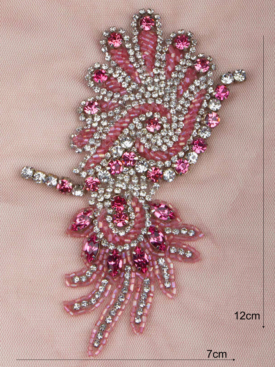 #M0391 Whispering Whimsies: Hand-Embellished Motif Applique with Delicate Beading and Glittering Sequins