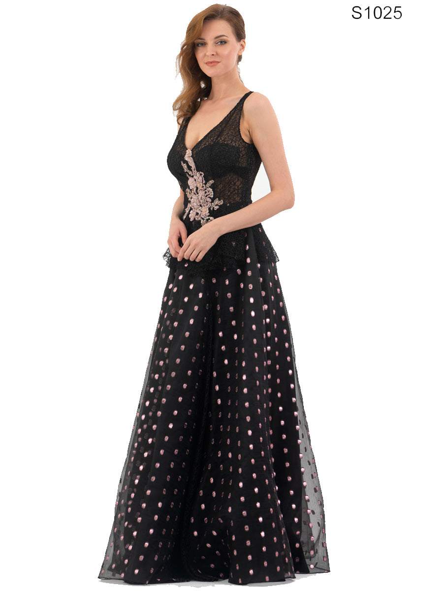 #S1025 Midnight Serenade: Beaded A-Line Couture Evening Gown
