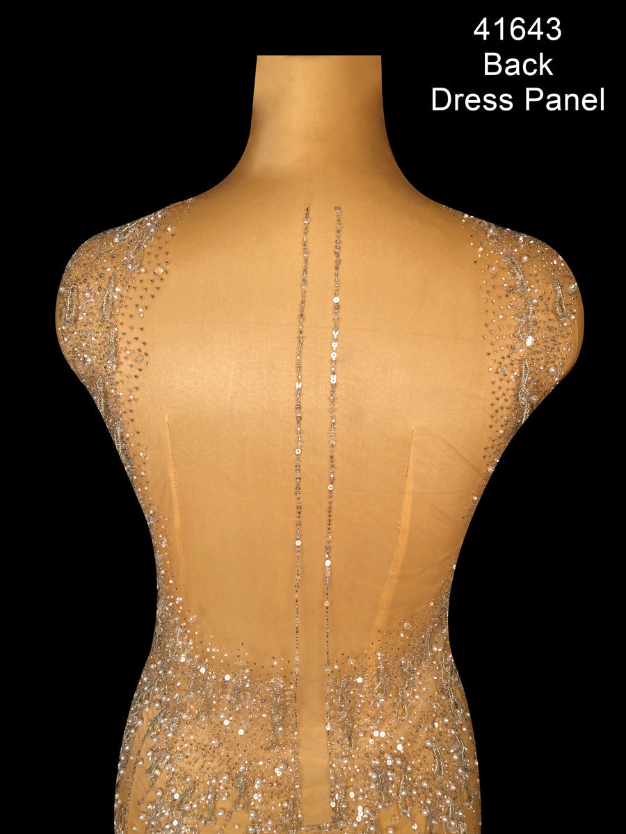 #41643 Dazzling Mirage: Hand-Beaded Dress Panel Evoking Illusions with Beads, Pearls and Shining Sequins