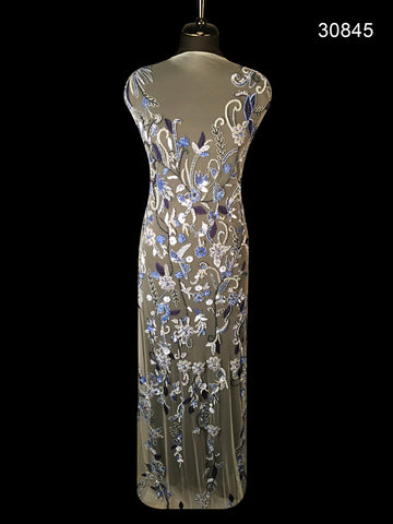 #30845 Golden Glamour: Handmade Dress Panel Infused with Opulent Gold Beads and Radiant Sequins