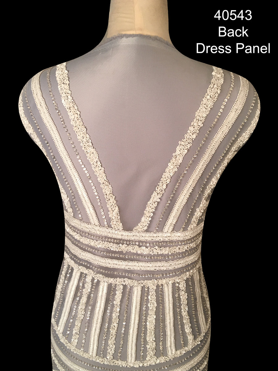 #40543 Golden Gleam: Handmade Dress Panel with Gilded Beads and Luminous Sequins for a Luxurious Aura