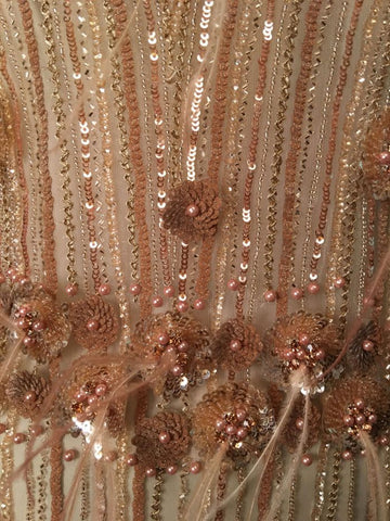 #40728 Timeless Treasure: Hand-Beaded Fabric with Exquisite Beads and Sequins