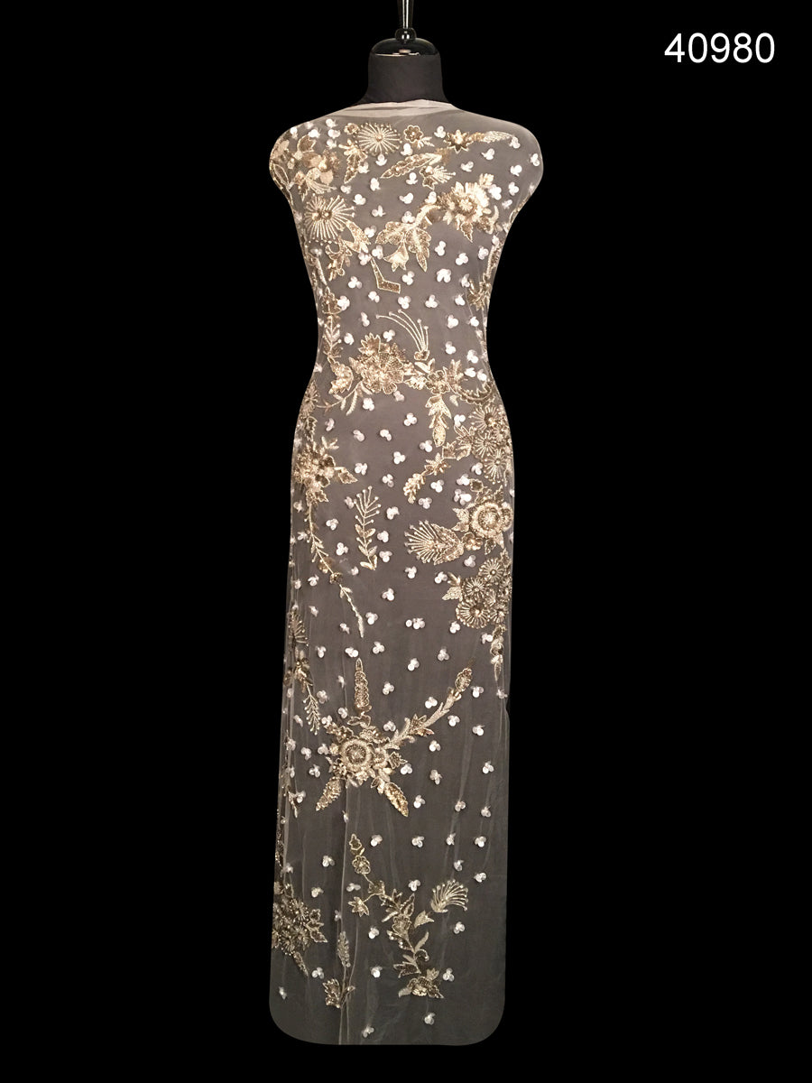 #40980 Luminous Luminary: Hand-Beaded Fabric Illuminated with Brilliant Beads and Sequins
