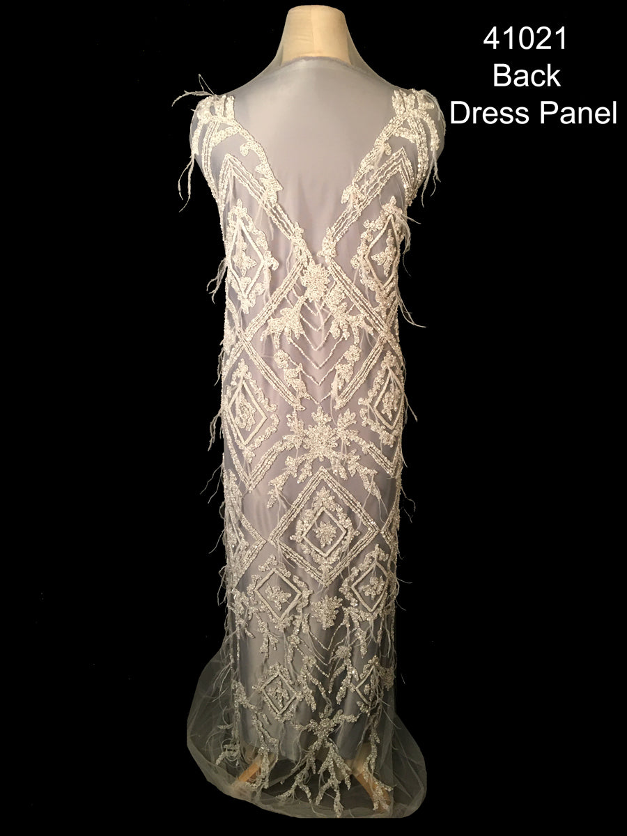 #41021 Timeless Elegance: Handcrafted Dress Panel with Classic Beads and Opulent Sequins, Perfect for Special Occasions