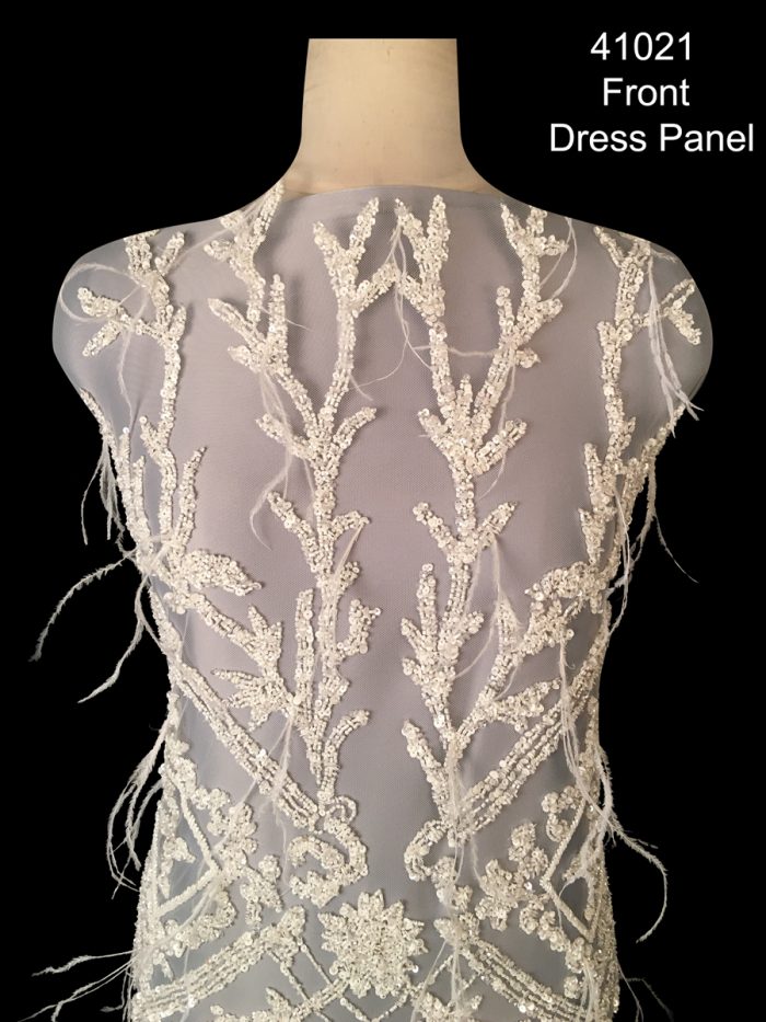 #41021 Timeless Elegance: Handcrafted Dress Panel with Classic Beads and Opulent Sequins, Perfect for Special Occasions