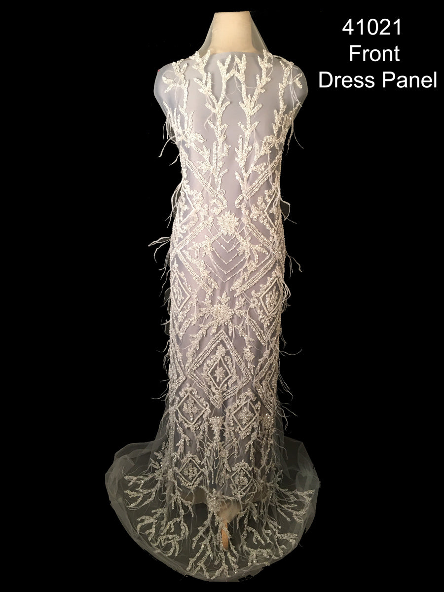 #41021 Timeless Elegance: Handcrafted Dress Panel with Classic Beads and Opulent Sequins, Perfect for Special Occasions