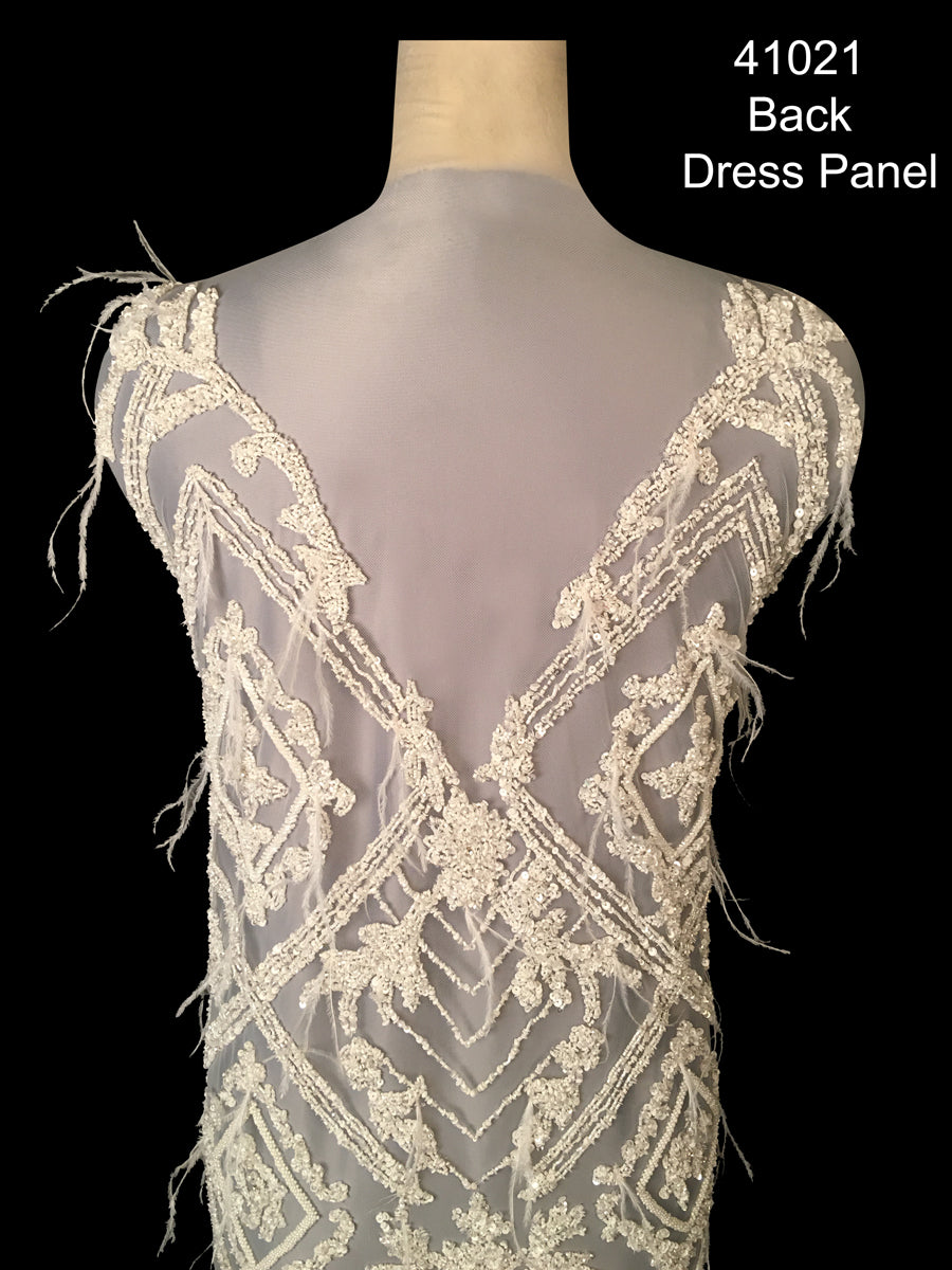 #41021 Timeless Elegance: Handcrafted Dress Panel with Classic Beads and Opulent Sequins, Perfect for Special Occasions