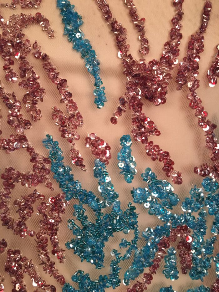 #41024 Captivating Cascade: Hand-Beaded Textile Cascading with Mesmerizing Beads and Sequins