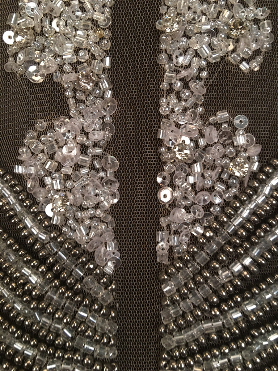 #41066 Mesmerizing Mosaic: Hand-Beaded Dress Panel with a Dazzling Array of Beads and Sequins, Creating a Work of Art