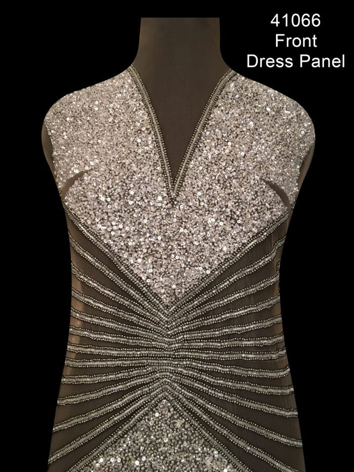 #41066 Mesmerizing Mosaic: Hand-Beaded Dress Panel with a Dazzling Array of Beads and Sequins, Creating a Work of Art