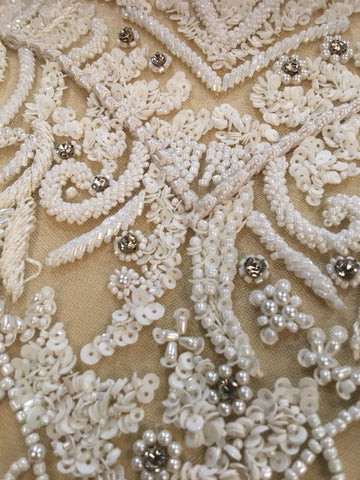 #41080 Enchanted Symphony: Hand-Beaded Fabric Orchestrating an Enchanting Symphony of Beads and Sequins