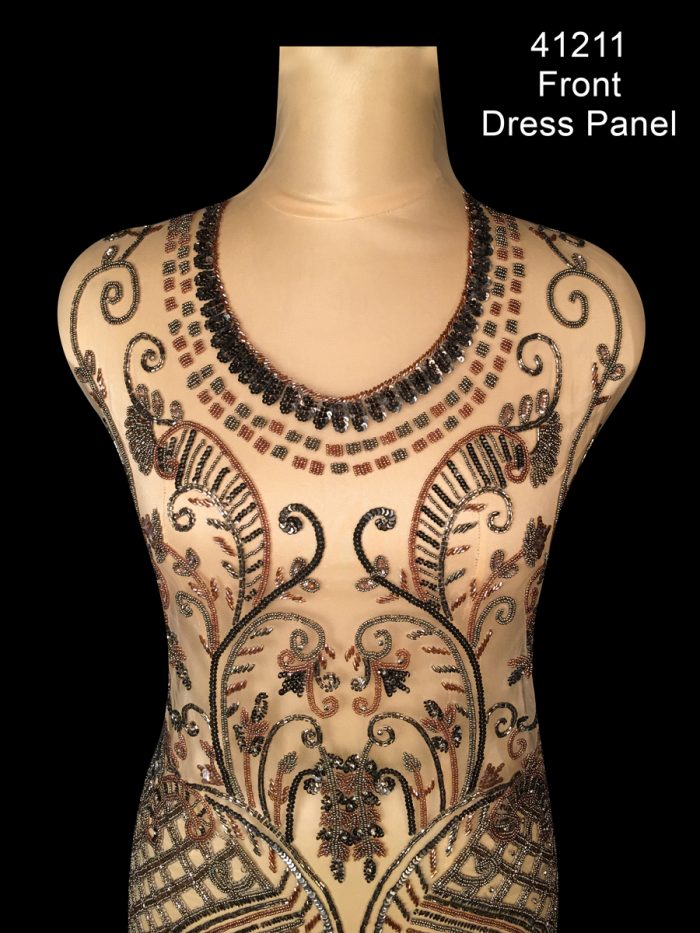 #41211 Celebration of Craftsmanship: Hand-Beaded Dress Panel with Elaborate Bead and Sequin Designs