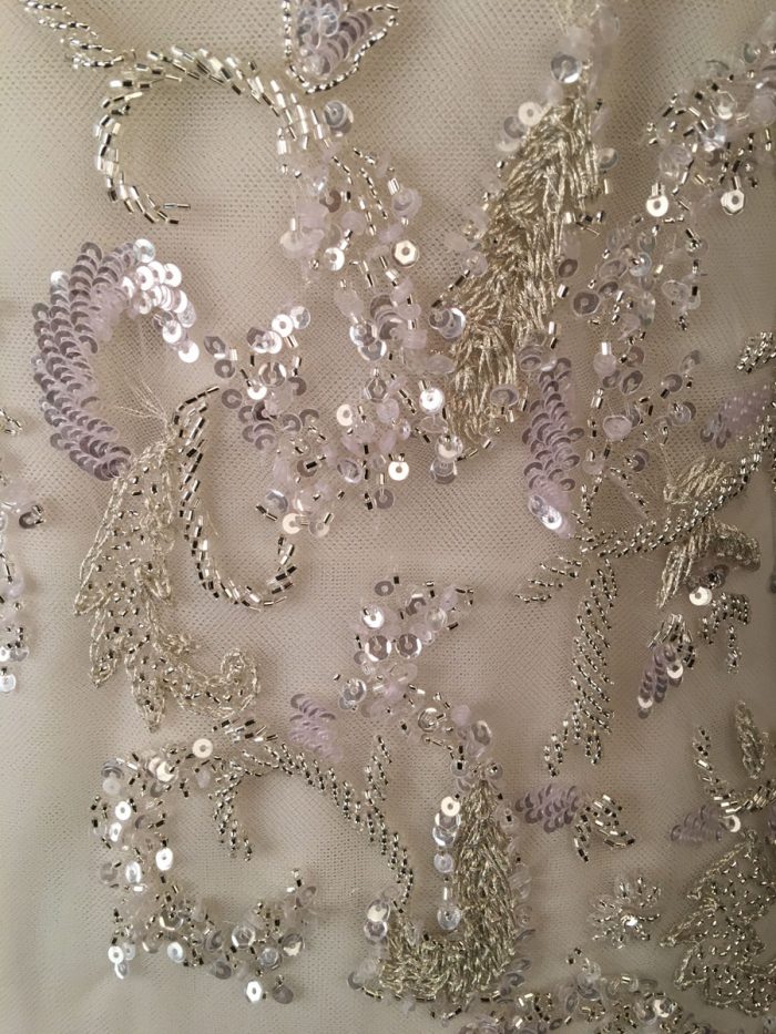 #41300M Beaded Mirage: Hand-Beaded Fabric Creating a Mirage of Sparkling Beads and Iridescent Sequins