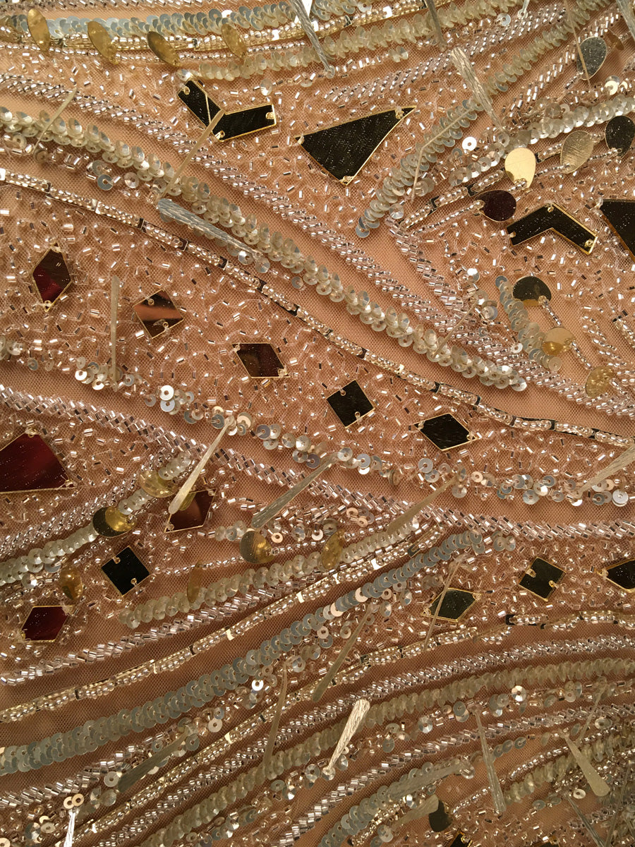 #41386 Luminous Luminary: Hand-Beaded Fabric Illuminated with Brilliant Beads and Sequins