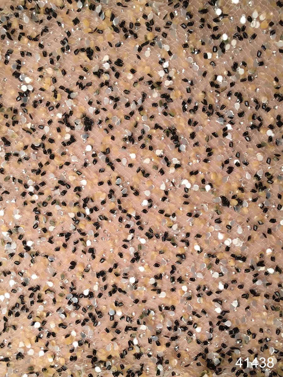#41438 Serenity Sparkle: Hand-Beaded Fabric Infused with Serene Sparkles of Beads and Sequins