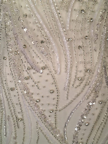 #41477BF Beaded Brilliance: Hand-Beaded Fabric Featuring a Mesmerizing Combination of Beads and Sequins