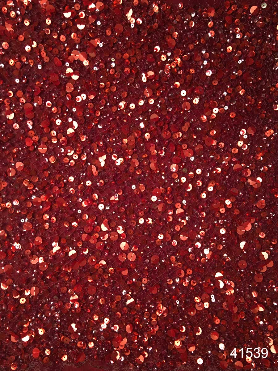 #41539 Beaded Mirage: Hand-Beaded Fabric Creating a Mirage of Sparkling Beads and Iridescent Sequins