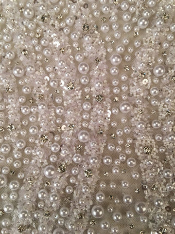 #41607 Serenading Stardust: Hand-Beaded Fabric Serenading You with Sparkling Beads and Sequins