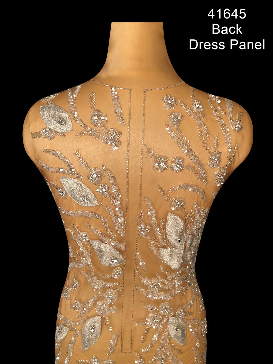 #41645 Sequin Starburst: Hand-Beaded Dress Panel with Bursting Sequin Patterns and Glistening Beadwork