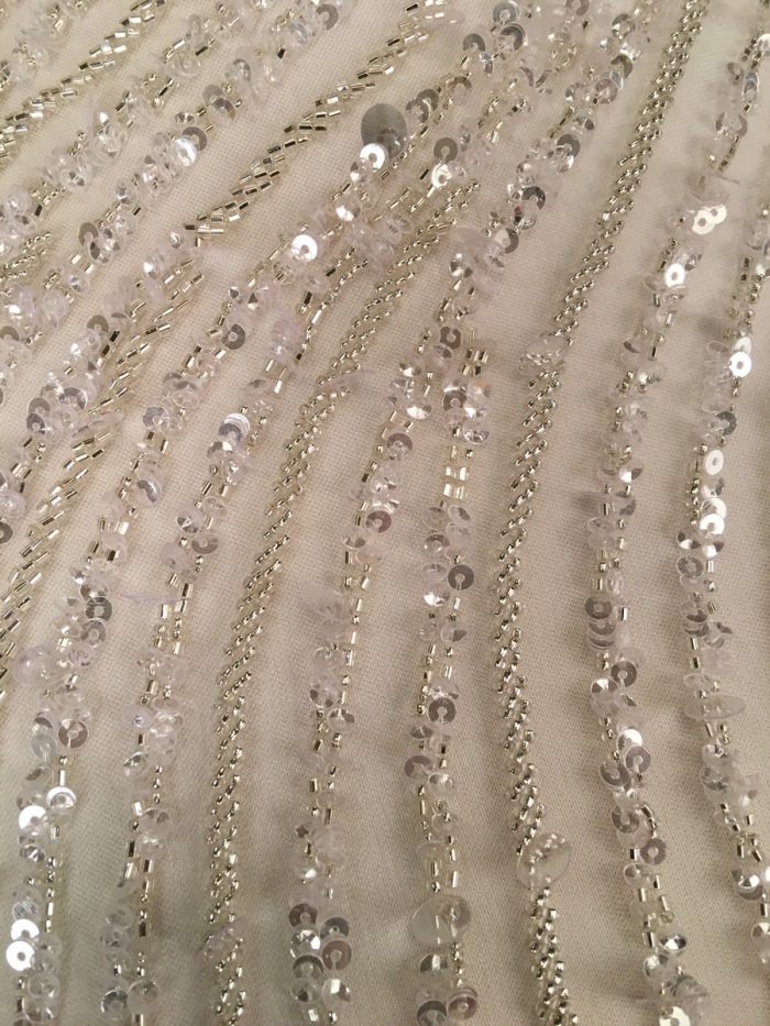 #41707 Enchanted Reverie: Hand-Beaded Fabric Transporting You to an Enchanting Reverie with Sparkling Beads and Sequins