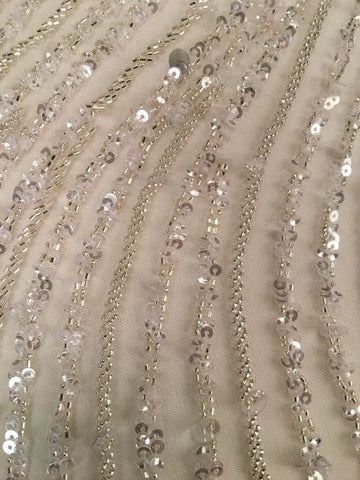 #41707 Enchanted Reverie: Hand-Beaded Fabric Transporting You to an Enchanting Reverie with Sparkling Beads and Sequins