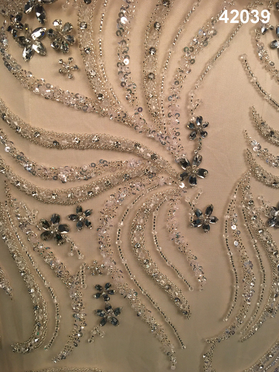 #42039 Timeless Treasure: Hand-Beaded Fabric with Exquisite Beads and Sequins