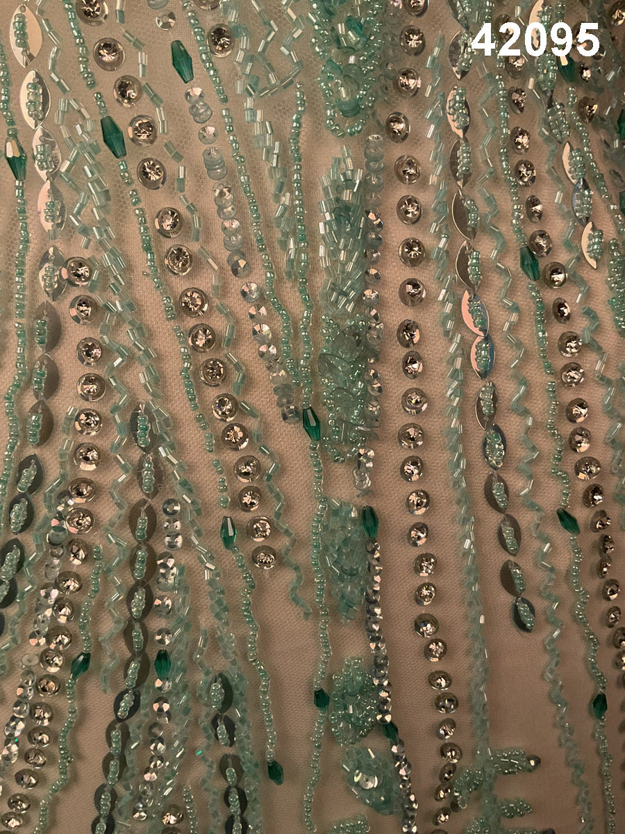 #42095  Enchanted Oasis: Hand-Beaded Fabric Creating an Oasis of Beads and Sequins