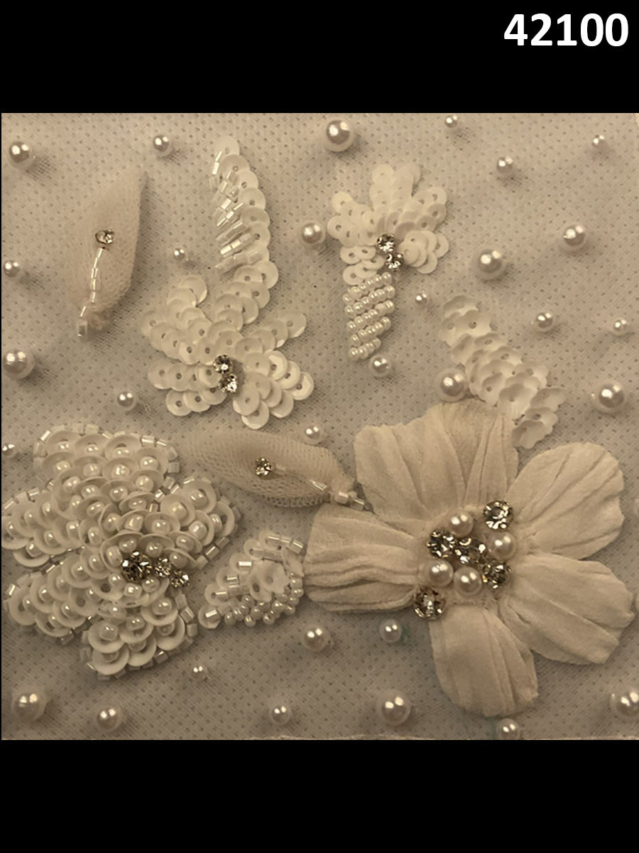 #42100 Timeless Treasure: Hand-Beaded Fabric with Exquisite Beads and Sequins