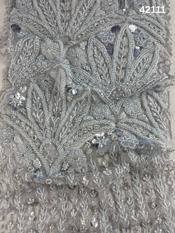 #42111 Glimmering Galaxy: Hand-Beaded French Lace Fabric Drenched in Lustrous Beads and Sequins