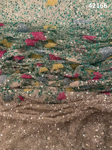 #42166 Glimmering Galaxy: Hand-Beaded Fabric Drenched in Lustrous Beads and Sequins